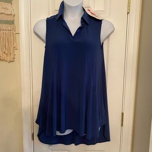 Blue collared sleeveless tunic dress small petite